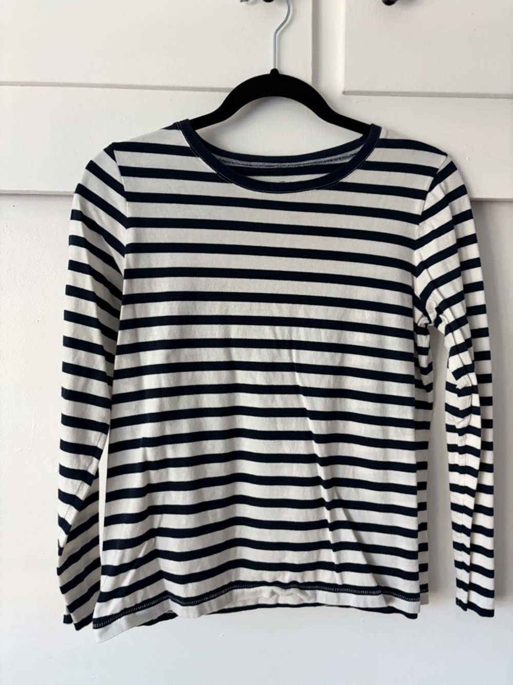 Madewell Navy and White Striped Long Sleeve Tee